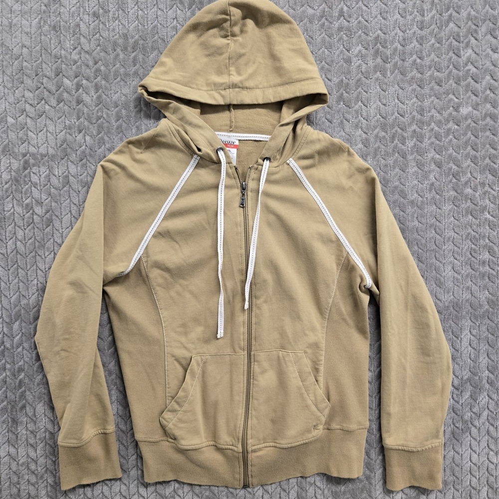 Womens Danskin Now Full Zip Hoodie Size Large Long‎ Sleeve Pockets Sand Khaki